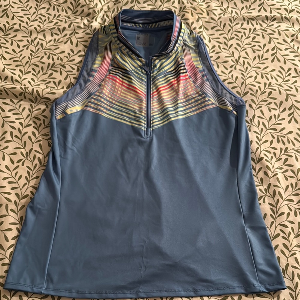 Women's Tennis Blue Multicolor Sleeveless Top